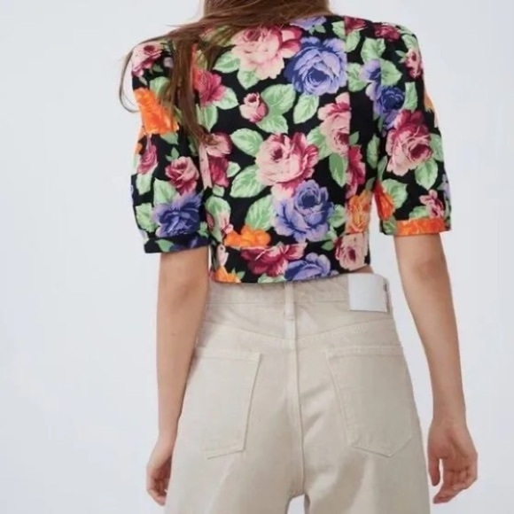ZARA Multicolor Cropped Floral Print Top - Picture 2 of 12